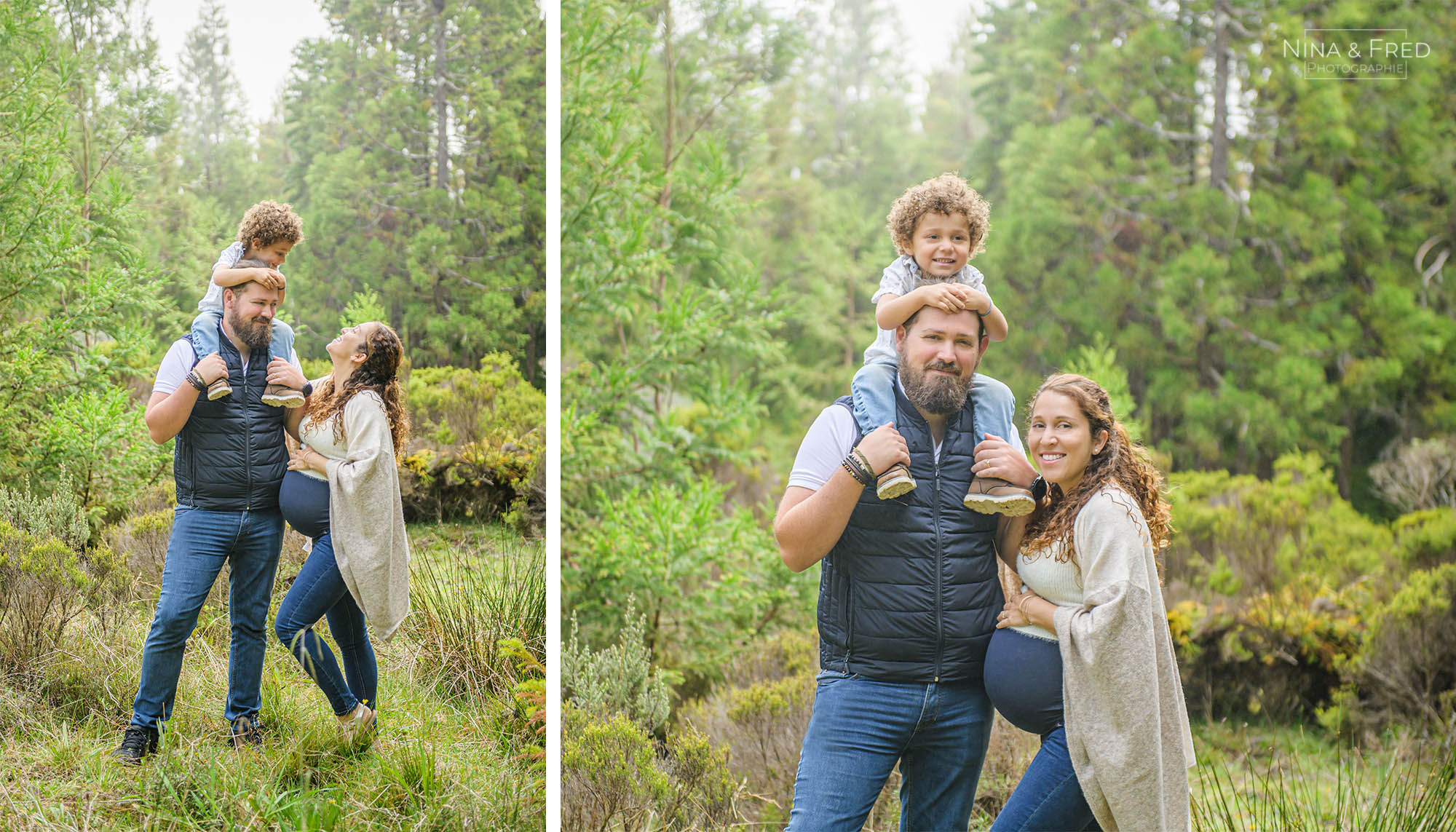 Séance photo famille grossesse en forêt à la Réunion E&J&A